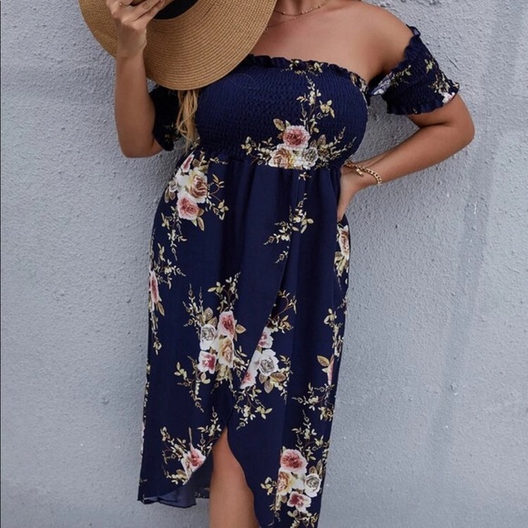 Boho floral print shirred high low dress - Picture 12 of 13